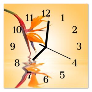 Glass Kitchen Clock Flower Flower Orange
