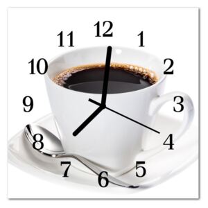 Glass Wall Clock Coffee Food and Drinks White