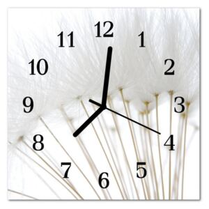 Glass Kitchen Clock Dandelion Flowers & Plants White