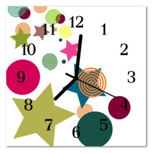 Glass Kitchen Clock Star Space Multi-Coloured