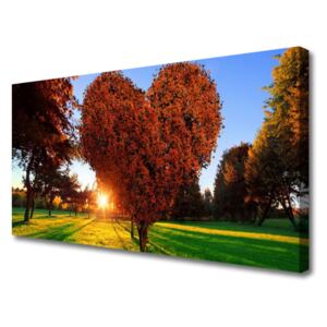 Canvas Wall art Sun Trees Nature Brown Yellow
