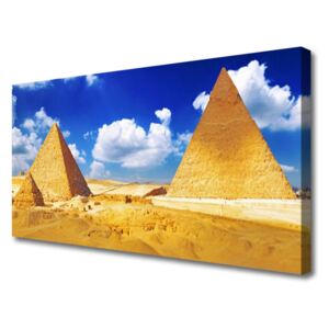 Canvas print Desert Pyramids Landscape Yellow Blue