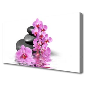 Canvas print Flower Stones Floral Pink Grey