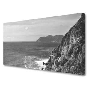 Canvas print Sea Mountains Landscape Grey