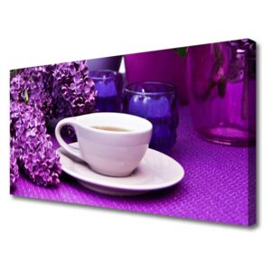 Canvas print Cup Flowers Floral White Pink Purple
