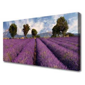 Canvas Wall art Meadow Trees Nature Pink Green