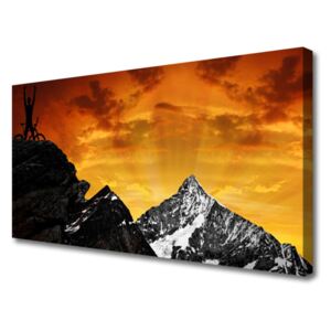 Canvas print Mountains Landscape Orange Grey Black