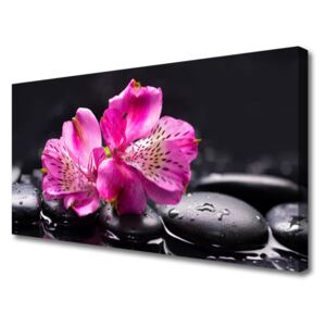 Canvas Wall art Flower Stones Floral Red Black
