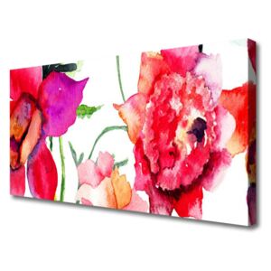 Canvas print Flowers Art Red Pink Green