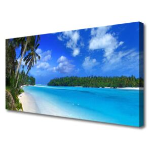 Canvas print Beach Palms South Sea Landscape Blue Green
