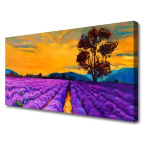 Canvas print Field Landscape Purple Yellow Brown