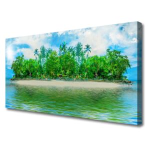 Canvas Wall art Sea Island Landscape Blue Brown Green