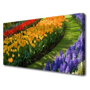 Canvas Wall art Flowers Floral Green Red Yellow Purple