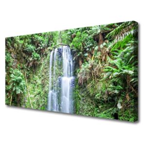 Canvas Wall art Waterfall Trees Nature White Brown Green
