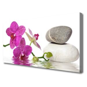 Canvas print Flower Stones Art Pink White Grey