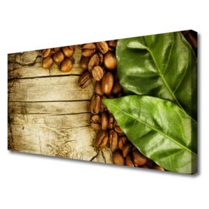 Canvas print Coffee Beans Leaves Kitchen Brown Green