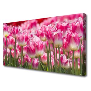 Canvas Wall art Tulips Floral Green White Red