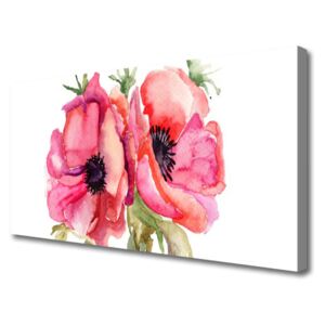 Canvas print Flowers Watercolor Floral Red Pink Green