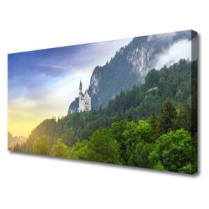 Canvas Wall art Forest Mountains Landscape Green Grey