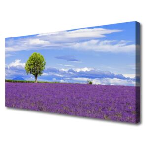 Canvas Wall art Meadow Tree Nature Brown Green Pink