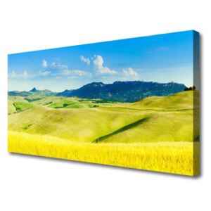 Canvas Wall art Country Mountains Landscape Green Blue