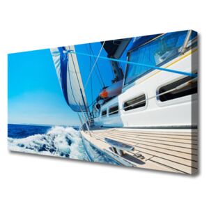 Canvas Wall art Boat Landscape Blue White