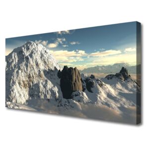 Canvas Wall art Mountains Landscape Grey White
