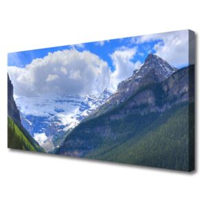 Canvas Wall art Mountains Landscape Grey Blue White Green