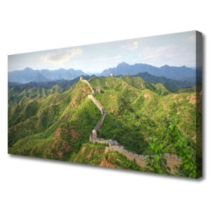 Canvas print Great Wall Mountains Landscape Green Blue Brown