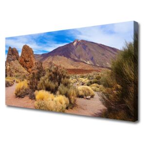 Canvas Wall art Mountains Landscape Green Yellow Brown Grey