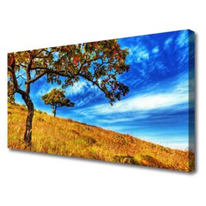 Canvas Wall art Meadow Trees Nature Yellow Brown