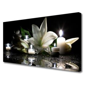 Canvas Wall art Stones Flower Candles Art Black White Yellow