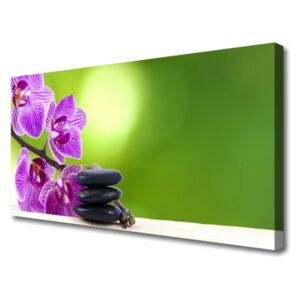 Canvas Wall art Flower Stones Floral Pink Black
