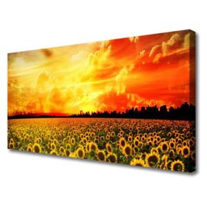 Canvas Wall art Meadow Sunflowers Floral Green Yellow Brown