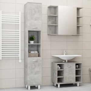 VidaXL 3 Piece Bathroom Furniture Set Concrete Grey Chipboard
