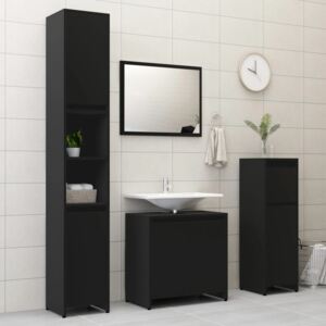 VidaXL 4 Piece Bathroom Furniture Set Black Chipboard