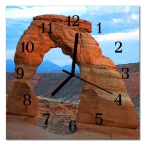 Glass Wall Clock Grand Canyon Landscape Orange