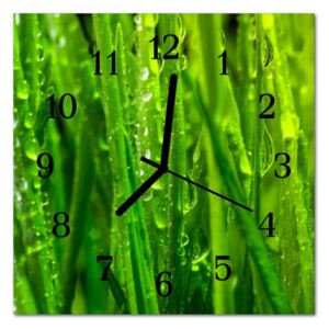 Glass Wall Clock Grass Grass Green
