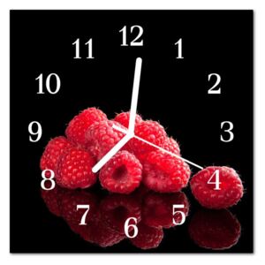 Glass Kitchen Clock Raspberries Food and Drinks Red, Black
