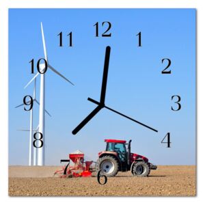 Glass Wall Clock Tractor Field Tractor Field Multi-Coloured