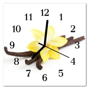 Glass Wall Clock Vanilla Orchid Vanilla Flowers Yellow