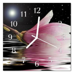 Glass Kitchen Clock Magnolia Blossom Flowers & Plants Pink