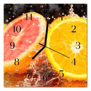 Glass Kitchen Clock Fruit Fruit Orange