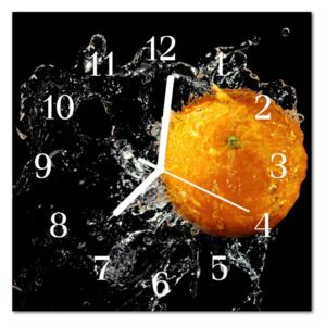 Glass Wall Clock Orange Fruit Orange