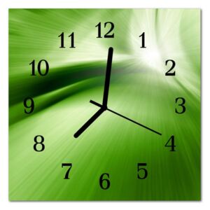 Glass Kitchen Clock Abstract Art Green