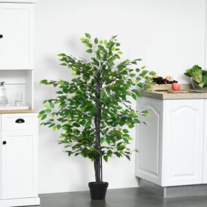 Outsunny Artificial Banyan Decorative Plant with Nursery Pot, Fake Tree for Indoor Outdoor Décor, Green, 1.45m