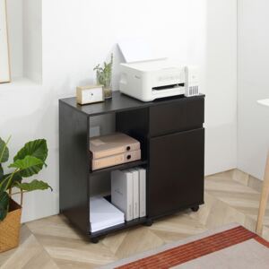HOMCOM Filing Cabinet/Printer Stand with Open Storage Shelves, for Home or Office Use, Including an Easy Drawer, Black
