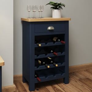 Ruskin Oak Wine Rack - Blue
