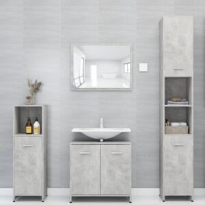 VidaXL 4 Piece Bathroom Furniture Set Concrete Grey Chipboard