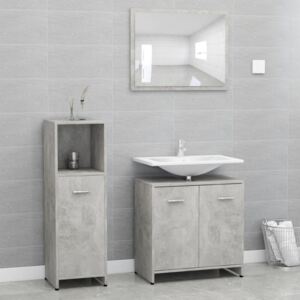 VidaXL 3 Piece Bathroom Furniture Set Concrete Grey Chipboard